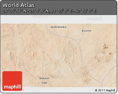 Satellite 3D Map of the Area around 24° 52' 30" N, 41° 43' 30" E