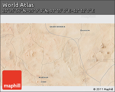Satellite 3D Map of the Area around 24° 52' 30" N, 41° 43' 30" E