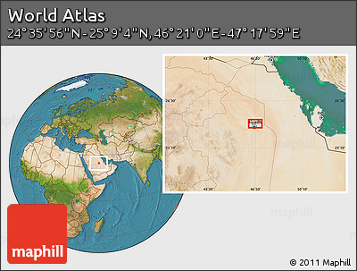 Satellite Location Map of the Area around 24° 52' 30" N, 46° 49' 30" E