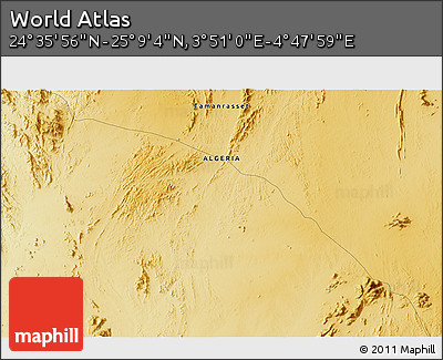 Physical 3D Map of the Area around 24° 52' 30" N, 4° 19' 30" E