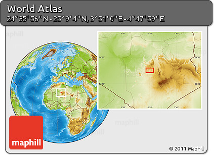 Physical Location Map of the Area around 24° 52' 30" N, 4° 19' 30" E