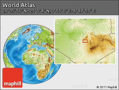 Physical Location Map of the Area around 24° 52' 30" N, 4° 19' 30" E