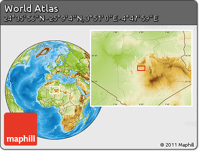 Physical Location Map of the Area around 24° 52' 30" N, 4° 19' 30" E