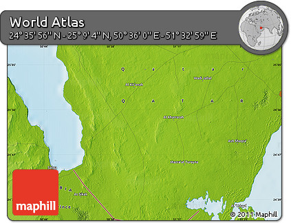 Physical Map of the Area around 24° 52' 30" N, 51° 4' 30" E