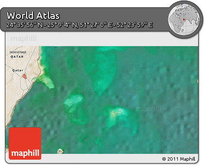 Satellite 3D Map of the Area around 24° 52' 30" N, 51° 55' 29" E