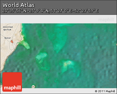 Satellite 3D Map of the Area around 24° 52' 30" N, 51° 55' 29" E