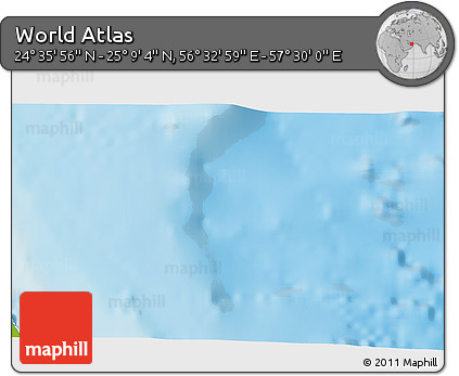 Physical 3D Map of the Area around 24° 52' 30" N, 57° 1' 29" E