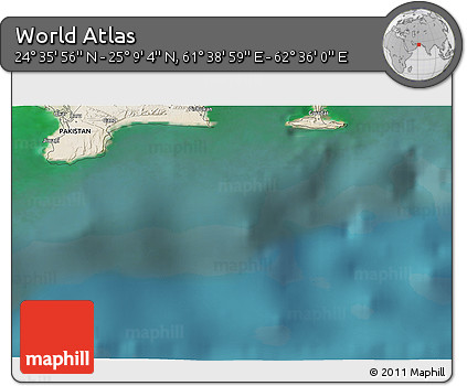 Satellite 3D Map of the Area around 24° 52' 30" N, 62° 7' 30" E