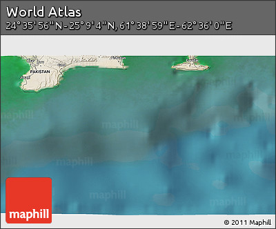 Satellite 3D Map of the Area around 24° 52' 30" N, 62° 7' 30" E