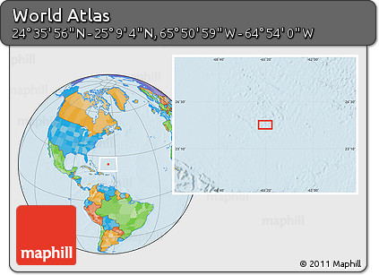 Political Location Map of the Area around 24° 52' 30" N, 65° 22' 30" W