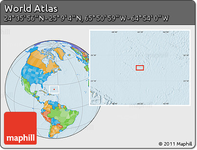 Political Location Map of the Area around 24° 52' 30" N, 65° 22' 30" W