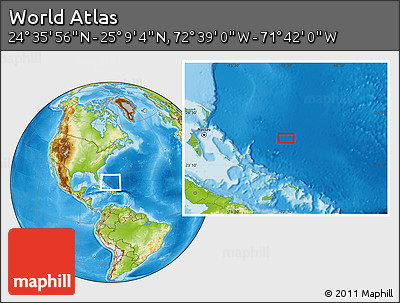 Physical Location Map of the Area around 24° 52' 30" N, 72° 10' 30" W