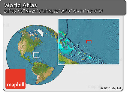 Satellite Location Map of the Area around 24° 52' 30" N, 72° 10' 30" W