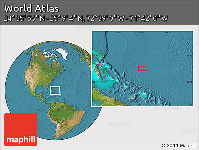 Satellite Location Map of the Area around 24° 52' 30" N, 72° 10' 30" W