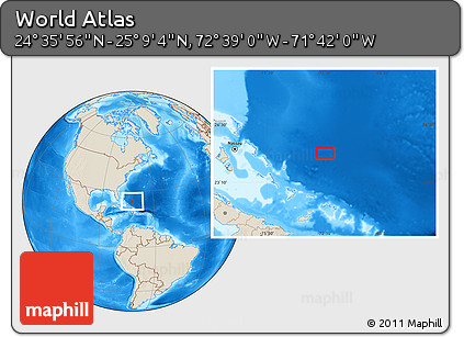 Shaded Relief Location Map of the Area around 24° 52' 30" N, 72° 10' 30" W