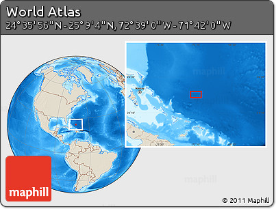 Shaded Relief Location Map of the Area around 24° 52' 30" N, 72° 10' 30" W
