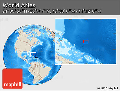 Shaded Relief Location Map of the Area around 24° 52' 30" N, 72° 10' 30" W
