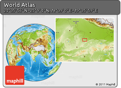 Physical Location Map of the Area around 24° 52' 30" N, 79° 7' 30" E