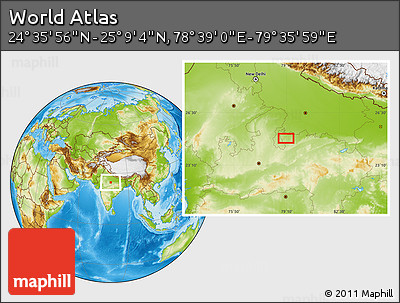 Physical Location Map of the Area around 24° 52' 30" N, 79° 7' 30" E