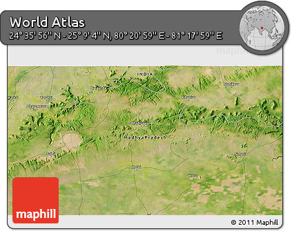 Satellite 3D Map of the Area around 24° 52' 30" N, 80° 49' 29" E
