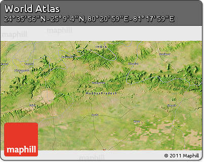 Satellite 3D Map of the Area around 24° 52' 30" N, 80° 49' 29" E