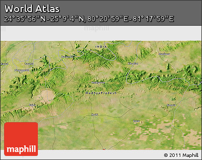 Satellite 3D Map of the Area around 24° 52' 30" N, 80° 49' 29" E