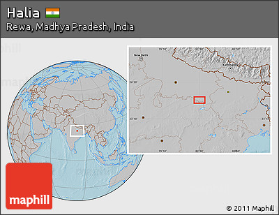 Gray Location Map of Halia, hill shading
