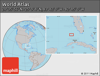 Gray Location Map of the Area around 24° 52' 30" N, 83° 13' 29" W