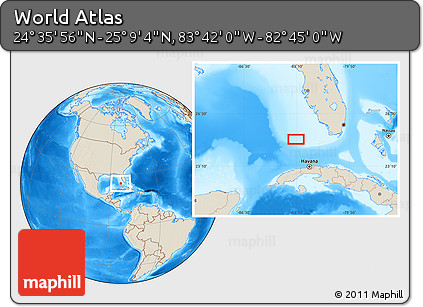 Shaded Relief Location Map of the Area around 24° 52' 30" N, 83° 13' 29" W