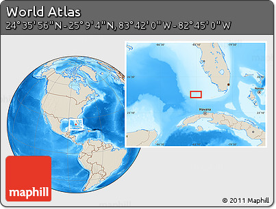 Shaded Relief Location Map of the Area around 24° 52' 30" N, 83° 13' 29" W