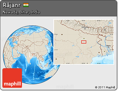 Shaded Relief Location Map of Rājanr