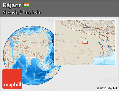 Shaded Relief Location Map of Rājanr