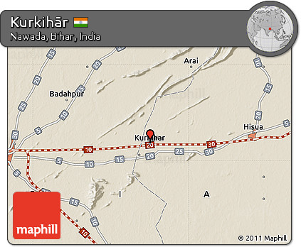 Shaded Relief Map of Kurkihār