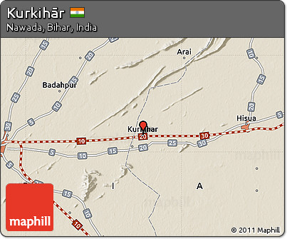 Shaded Relief Map of Kurkihār