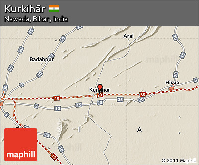 Shaded Relief Map of Kurkihār