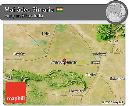 Satellite 3D Map of Mahādeo Simaria