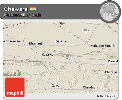 Shaded Relief Panoramic Map of Chewara