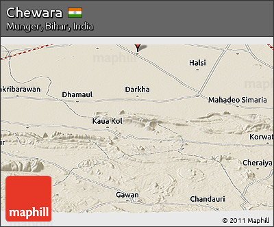 Shaded Relief Panoramic Map of Chewara