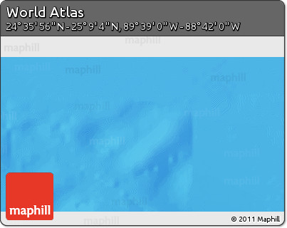 Shaded Relief 3D Map of the Area around 24° 52' 30" N, 89° 10' 30" W