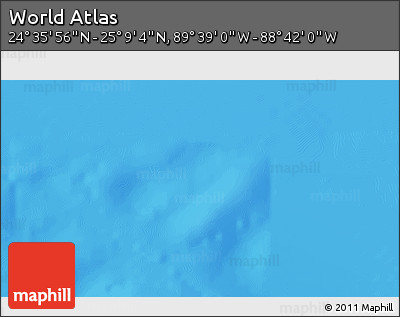 Shaded Relief 3D Map of the Area around 24° 52' 30" N, 89° 10' 30" W