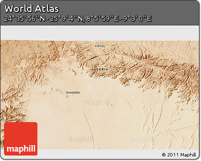 Satellite 3D Map of the Area around 24° 52' 30" N, 8° 34' 29" E
