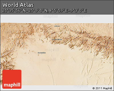 Satellite 3D Map of the Area around 24° 52' 30" N, 8° 34' 29" E