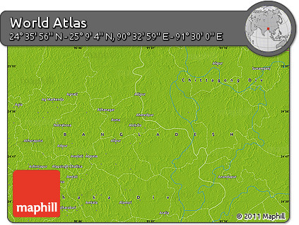 Physical Map of the Area around 24° 52' 30" N, 91° 1' 30" E