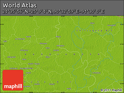 Physical Map of the Area around 24° 52' 30" N, 91° 1' 30" E