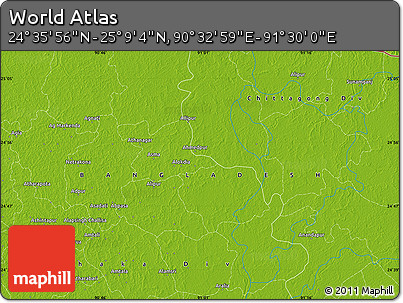 Physical Map of the Area around 24° 52' 30" N, 91° 1' 30" E