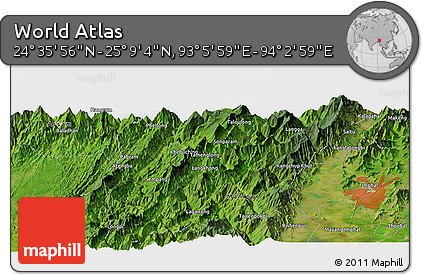 Satellite Panoramic Map of the Area around 24° 52' 30" N, 93° 34' 29" E