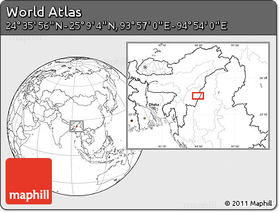 Blank Location Map of the Area around 24° 52' 30" N, 94° 25' 30" E