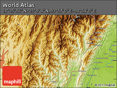 Physical Map of the Area around 24° 52' 30" N, 94° 25' 30" E