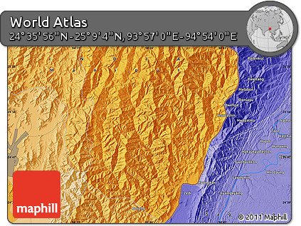 Political Map of the Area around 24° 52' 30" N, 94° 25' 30" E