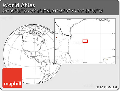 Blank Location Map of the Area around 24° 52' 30" N, 94° 16' 30" W